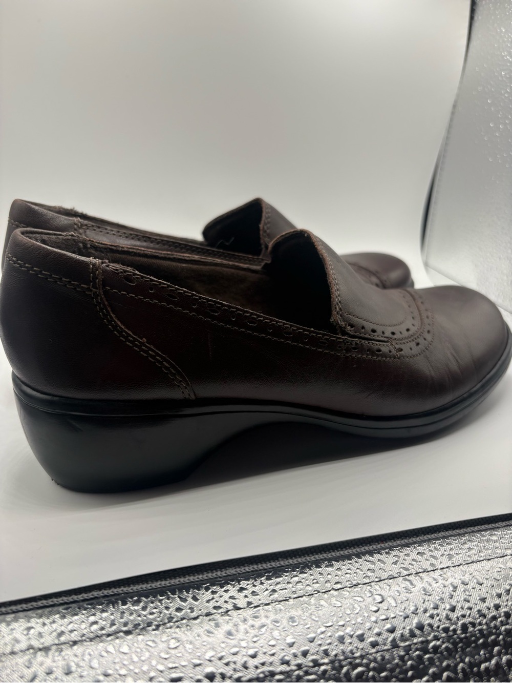 Clarks Women's Dark Brown Leather Slip-On Loafers - Picture 2 of 9